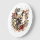 Cairn Terrier Kerstkrans Feestelijke Pup Grote Klok (Hoek)