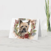 Cairn Terrier Kerstkrans Feestelijke Pup Kaart (Voorkant)