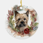 Cairn Terrier Kerstkrans Feestelijke Pup Keramisch Ornament (Achterkant)