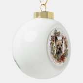 Cairn Terrier Kerstkrans Feestelijke Pup Keramische Bal Ornament (Links)