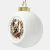Cairn Terrier Kerstkrans Feestelijke Pup Keramische Bal Ornament (Rechts)