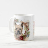 Cairn Terrier Kerstkrans Feestelijke Pup Koffiemok (Voorkant links)