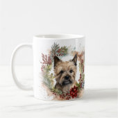 Cairn Terrier Kerstkrans Feestelijke Pup Koffiemok (Links)