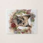 Cairn Terrier Kerstkrans Feestelijke Pup Legpuzzel (Horizontaal)