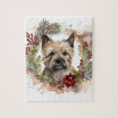 Cairn Terrier Kerstkrans Feestelijke Pup Legpuzzel (Verticaal)