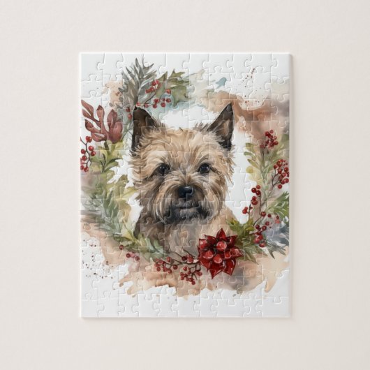 Cairn Terrier Kerstkrans Feestelijke Pup Legpuzzel (Verticaal)