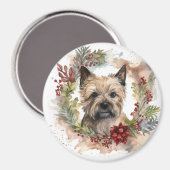 Cairn Terrier Kerstkrans Feestelijke Pup Magneet (Voorkant / Achterkant)