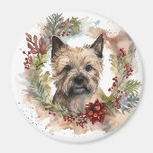 Cairn Terrier Kerstkrans Feestelijke Pup Magneet (Voorkant)