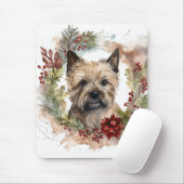Cairn Terrier Kerstkrans Feestelijke Pup Muismat (Met muis)