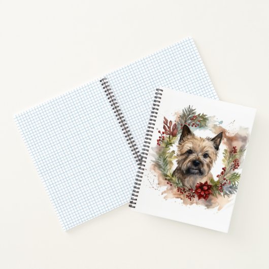 Cairn Terrier Kerstkrans Feestelijke Pup Notitieboek (Binnen)