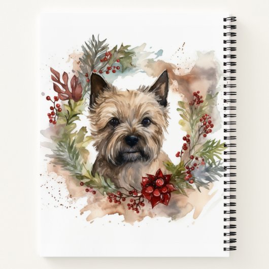 Cairn Terrier Kerstkrans Feestelijke Pup Notitieboek (Achterkant)