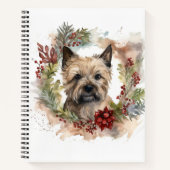 Cairn Terrier Kerstkrans Feestelijke Pup Notitieboek (Voorkant)