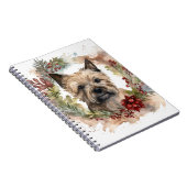 Cairn Terrier Kerstkrans Feestelijke Pup Notitieboek (Rechterzijde)