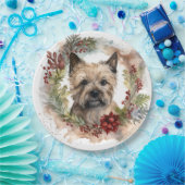Cairn Terrier Kerstkrans Feestelijke Pup Papieren Bordje (Feest)