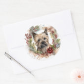 Cairn Terrier Kerstkrans Feestelijke Pup Ronde Sticker (Envelop)