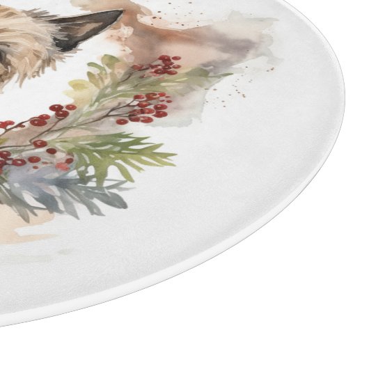 Cairn Terrier Kerstkrans Feestelijke Pup Snijplank (Hoek)