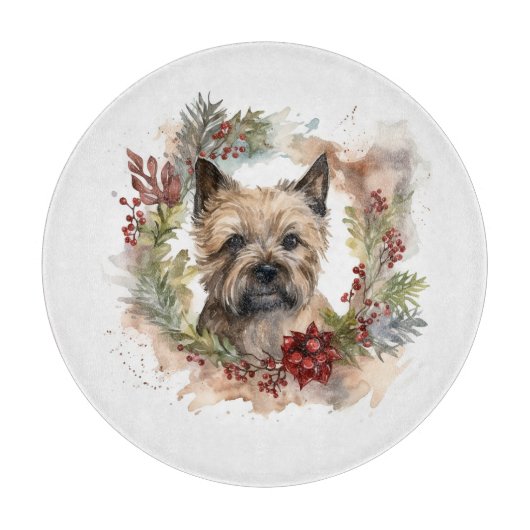 Cairn Terrier Kerstkrans Feestelijke Pup Snijplank (Voorkant)