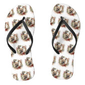 Cairn Terrier Kerstkrans Feestelijke Pup Teenslippers (Voetbed)