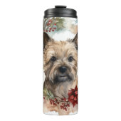 Cairn Terrier Kerstkrans Feestelijke Pup Thermosbeker (Voorkant)