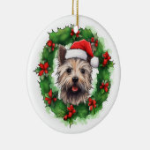 Cairn Terrier Kerstkrans Keramisch Ornament (Rechts)