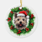 Cairn Terrier Kerstkrans Keramisch Ornament (Voorkant)