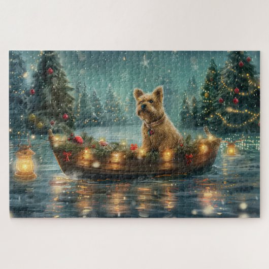 Cairn Terrier Kerstmis Feestelijke Reis Legpuzzel (Horizontaal)