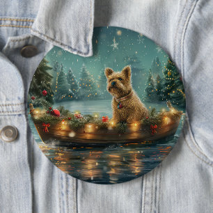 Cairn Terrier Kerstmis Feestelijke Reis Ronde Button 6,0 Cm