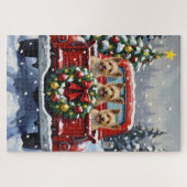 Cairn Terrier Kerstmis Rode Truck Kerstfeest Legpuzzel (Horizontaal)