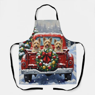 Cairn Terrier Kerstmis Rode Truck Kerstfeest Schort