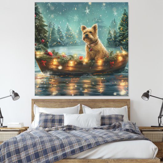 Cairn Terrier Kerstvakantie Canvas Afdruk (Insitu (Slaapkamer))