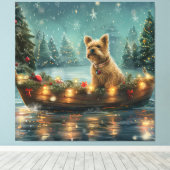 Cairn Terrier Kerstvakantie Canvas Afdruk (Insitu (Houten vloer))