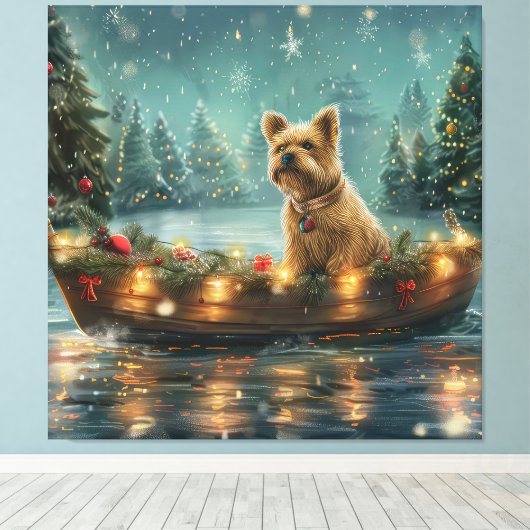 Cairn Terrier Kerstvakantie Canvas Afdruk (Insitu (Houten vloer))