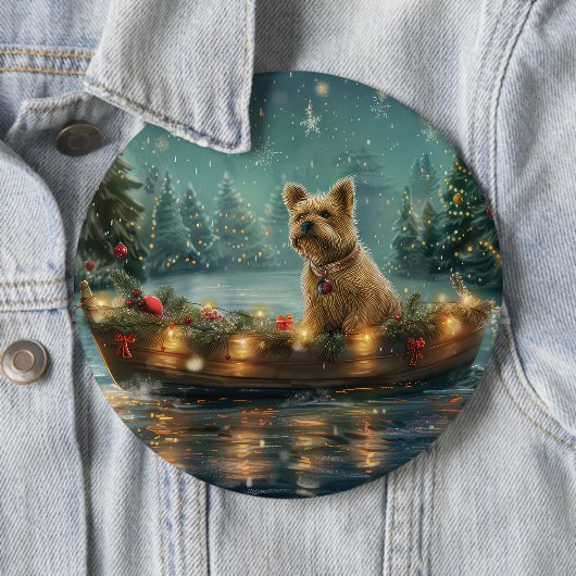 Cairn Terrier Kerstvakantie Ronde Button 6,0 Cm (In situ)