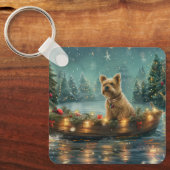 Cairn Terrier Kerstvakantie Sleutelhanger (Voorkant)