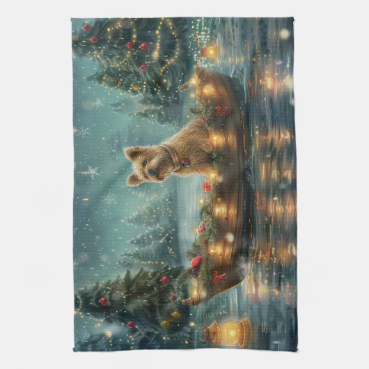 Cairn Terrier Kerstvakantie Theedoek (Verticaal)