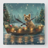 Cairn Terrier Kerstvakantie Vierkante Klok (Voorkant)