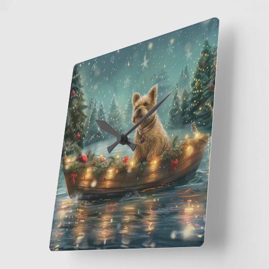 Cairn Terrier Kerstvakantie Vierkante Klok (Hoek)