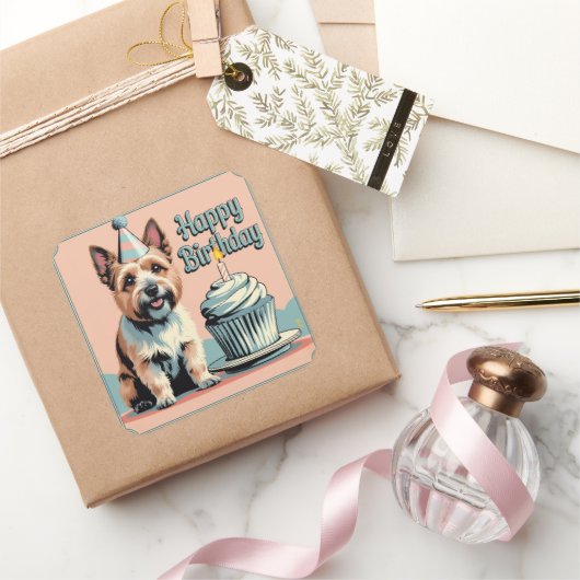 Cairn Terrier kleurrijk Vierkante Sticker (Geschenken)