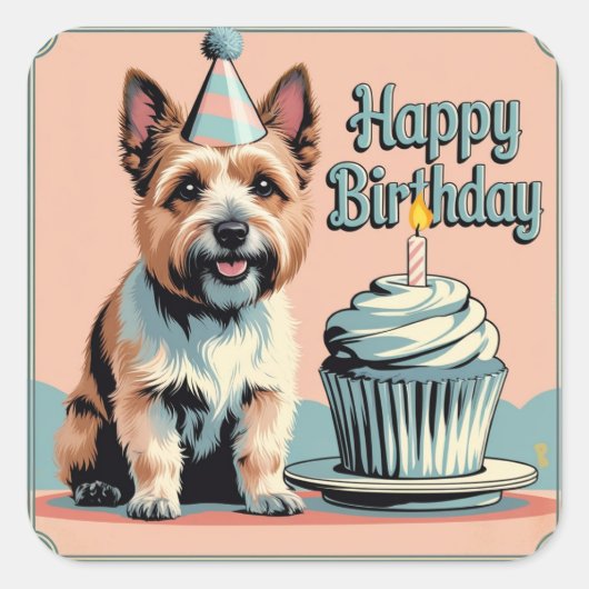 Cairn Terrier kleurrijk Vierkante Sticker (Voorkant)