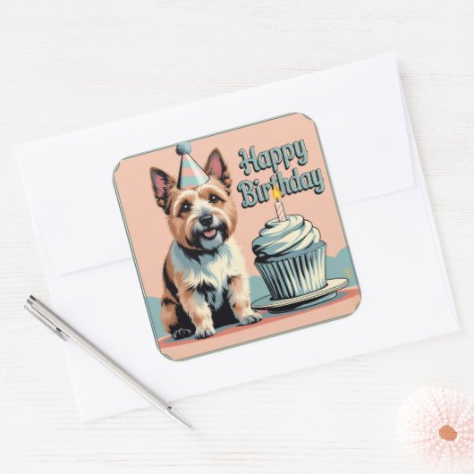 Cairn Terrier kleurrijk Vierkante Sticker (Envelop)