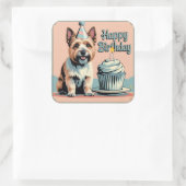 Cairn Terrier kleurrijk Vierkante Sticker (Tas)