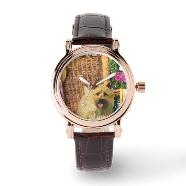 Cairn Terrier Kunstgeschenken Horloge (Voorkant)