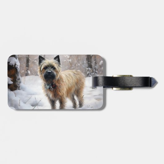 Cairn Terrier Laat het Sneeuwen Kerstmis Bagagelabel (Achterkant horizontaal)