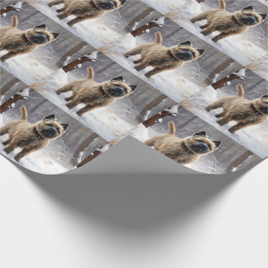 Cairn Terrier Laat het sneeuwen Kerstmis Cadeaupapier (Hoek)