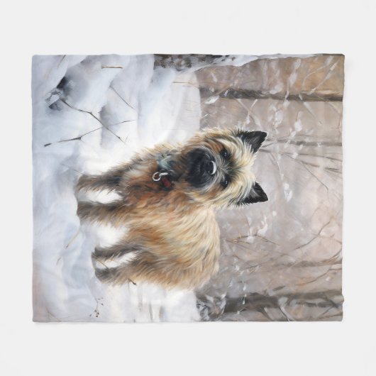 Cairn Terrier Laat het sneeuwen Kerstmis Fleece Deken (Voorkant (Horizontaal))