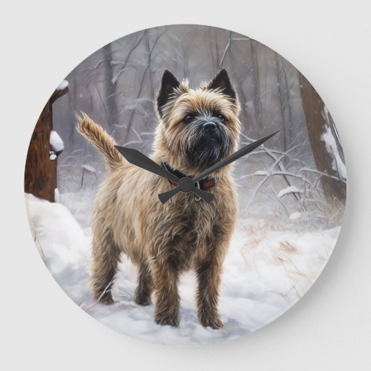 Cairn Terrier Laat het sneeuwen Kerstmis Grote Klok (Voorkant)