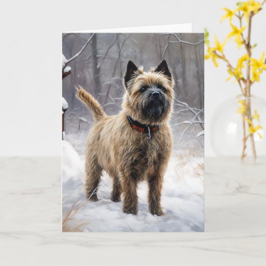 Cairn Terrier Laat het sneeuwen Kerstmis Kaart (Gele Bloem)