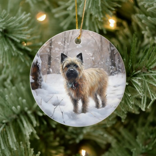 Cairn Terrier Laat het sneeuwen Kerstmis Keramisch Ornament (Boom)