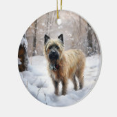 Cairn Terrier Laat het sneeuwen Kerstmis Keramisch Ornament (Links)