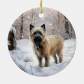 Cairn Terrier Laat het sneeuwen Kerstmis Keramisch Ornament (Achterkant)